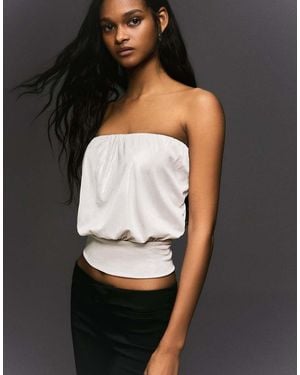 Bershka Balloon Bandeau Top - Black