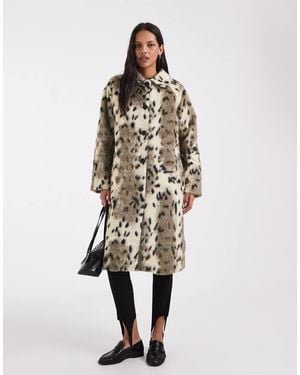ASOS Longline Faux Fur Car Coat - White