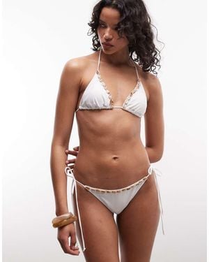 Candypants Triangle Bikini Top With Shell Trim - Brown