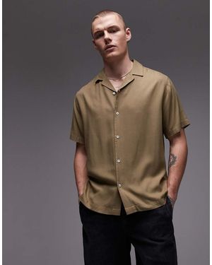 TOPMAN Camicia A Maniche Corte Kaki - Verde