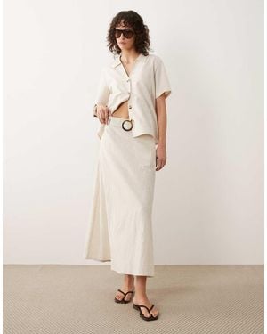 Jdy Belted Maxi Skirt With Linen Co-ord - Natural