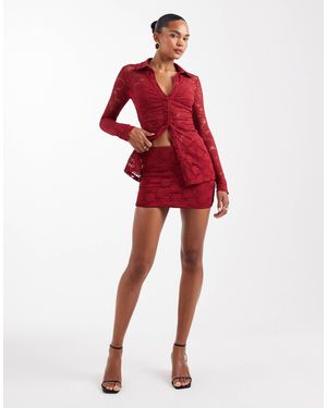 Wanderdoll Lacie Lace Mini Skirt Co-Ord - Red