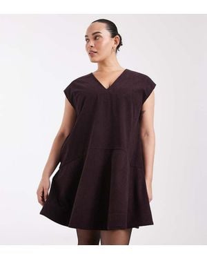 ASOS Asos Design Curve Ruimvallende Mini-Jurk Met V-Hals En Verlaagde Taille - Paars