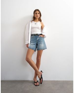 TOPSHOP Denim Editor Comfort Stretch Short - Blue