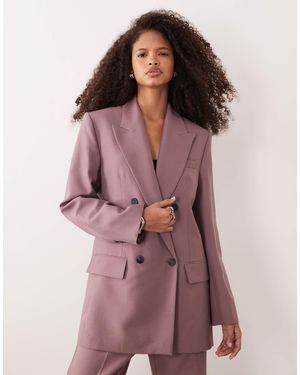 Mango – bangkok – zweireihiger blazer aus wollmix - Lila