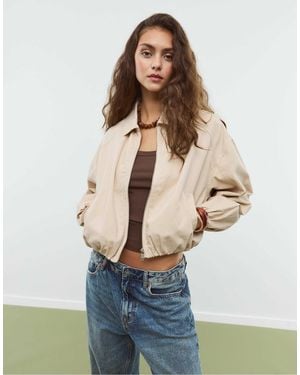 Stradivarius – twill-ballonjacke - Weiß