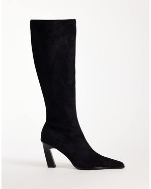 ASOS Crescent Two Tone Heeled Knee Boots - Black