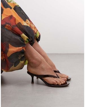 Mango Heeled Flip Flop Sandals - Brown