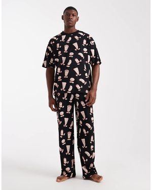 ASOS Pyjamaset Met Grafische Voedsel-Print - Wit