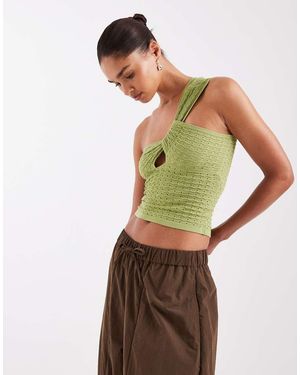 JJXX One Shoulder Crochet Style Top - Green