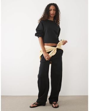 ASOS Asos Design Tall Barrel Leg Brushback Sweatpants - Black