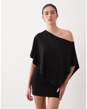 ASOS Off The Shoulder Cape Detail Mini Dress - Black