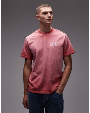 Levi's T-Shirt Vestibilità Comoda Rossa Effetto Invecchiato Con Lavaggio A Olio E Logo Serif - Rosso