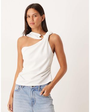 ASOS Top dos nu noué avec finition métallique - ivoire - Blanc