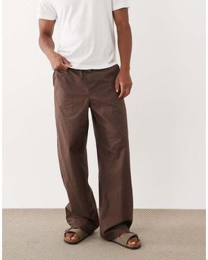 ASOS baggy Fit Linen Blend Trousers - Brown