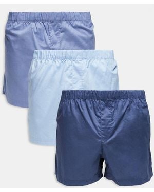Jack & Jones 3 Pack Woven Boxers - Blue