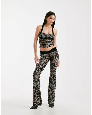I.AM.GIA Blare Sculpting Slinky Contrast Crossover Waist Flared Trouser Co-Ord - Multicolour