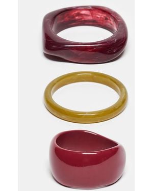 ASOS Pack Of 3 Mixed Shaped Bangles - Red