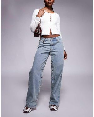 Liquor N Poker Low Rise baggy Jeans With Side Poppers - Blue
