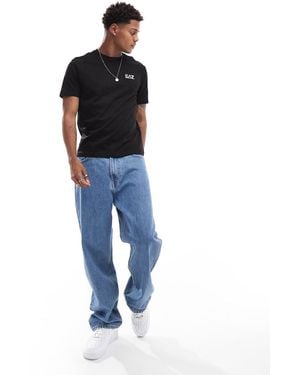 EA7 T-Shirt Nera Con Logo Sul Petto - Blu