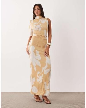 ASOS One Shoulder Grown On Maxi Dress - Natural