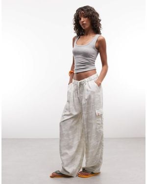 Collusion Xl baggy Linen Look Cargo - White