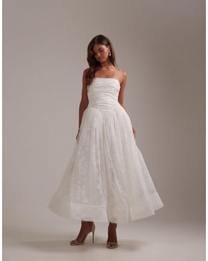 ASOS Bridal Ruched Bust Cami Wedding Maxi Dress With Full Lace Skirt - White