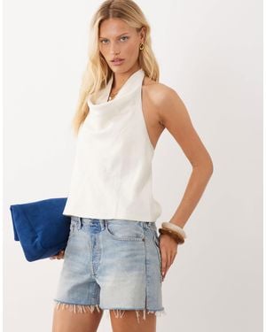 Mango Cowl Neck Sleeveless Top - Blue