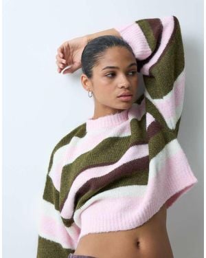 Miss Selfridge Fluffy Stripe Slouchy Jumper - Multicolour