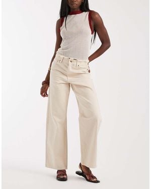 River Island Relaxed Straight Leg Jeans - Natural