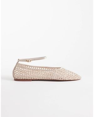 Mango Woven Flat Shoes - White