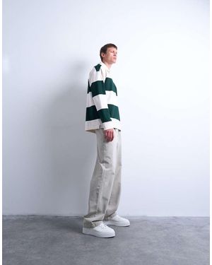 TOPMAN baggy Fit High Rise Twill Trousers - White
