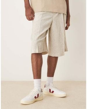 ASOS Smart Oversized Bermuda Shorts With Texture-white - Natural