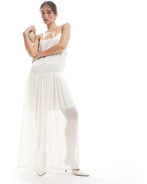 Object Tulle Maxi Slip Dress - White