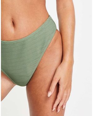 NA-KD Braguitas De Bikini Verde Polvoriento De Talle Alto De Canalé De