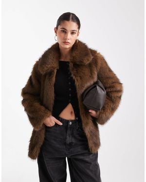 Vero Moda Super Soft Fluffy Faux Fur Jacket - Brown