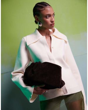ASOS Premium Large Suede Cloud Clutch Bag - Green