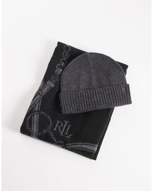 Ralph Lauren Gewebtes hut- und schal-set - Grau