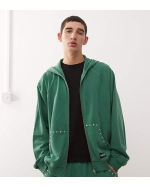 Collusion Boxy Zip Through Hoodie - Green