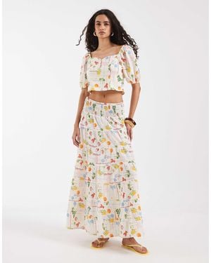 Vero Moda Smock Waist Maxi Skirt Co-ord - Natural