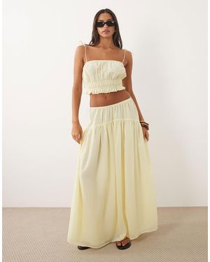 ASOS Shirred Co-ord Volume Maxi Skirt - Natural