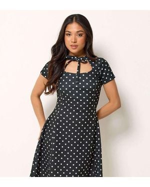 PixieGirl Petite Polka Dot Mini Dress - Black