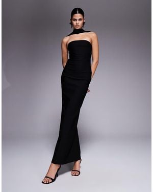 Vesper Vestido Largo Con Escote Palabra De Honor, Detalle De Gargantilla Y Botones Traseros De Bengalina De - Azul