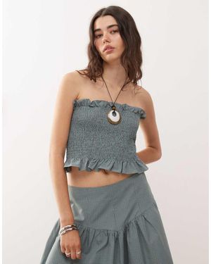 Collusion Check Shirred Festival Bandeau Co-Ord - Grey