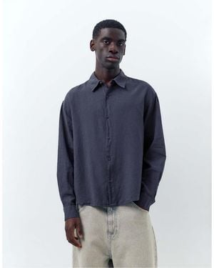 Pull&Bear Linen Blend Shirt - Blue