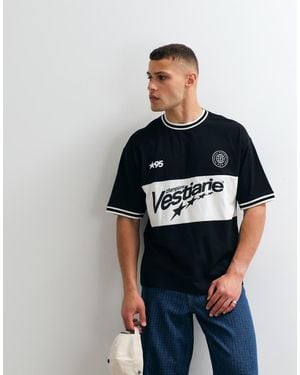 ASOS Oversized Cut And Sew T-shirt With Blocked Soccer Graphic - Blue
