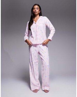 Boux Avenue Fleece Long Sleeve & Trousers Pj Set - Purple