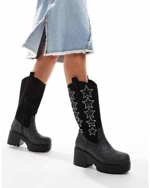 Koi Footwear Botas De Estilo Wéstern Con Suela Gruesa Pastel Supernova De Koi - Negro