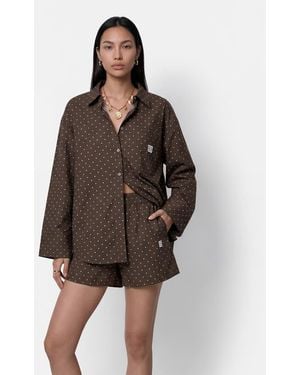 Noisy May Oversized Shirt Co-ord - Brown