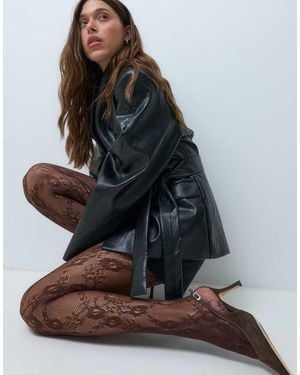 New Look Floral Tights - Brown